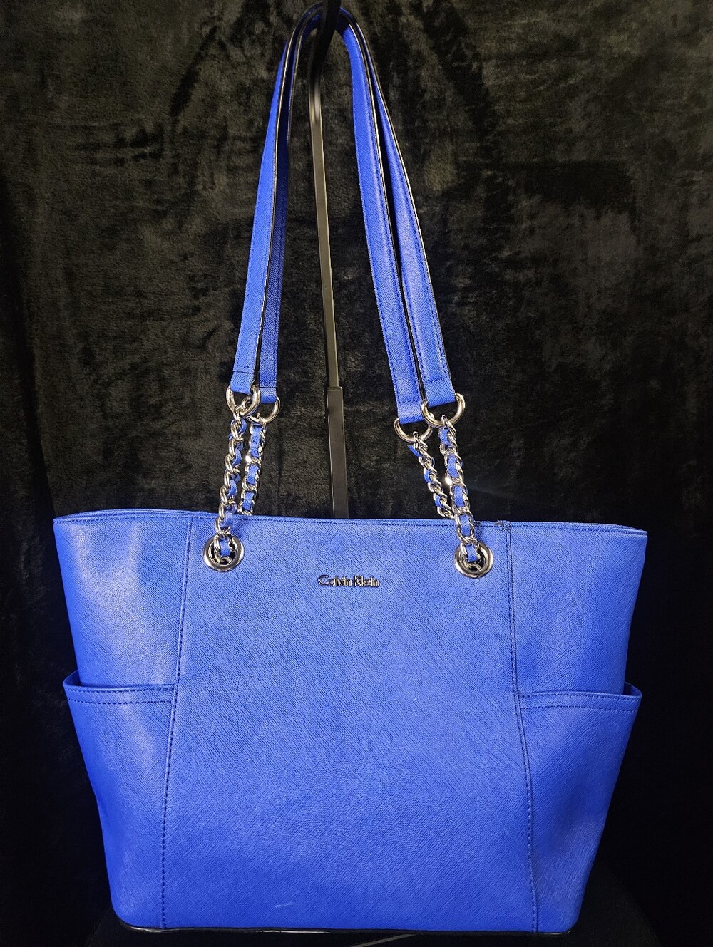 Calvin Klein Hayden Saffiano Leather Tote with Chain & Leather Straps